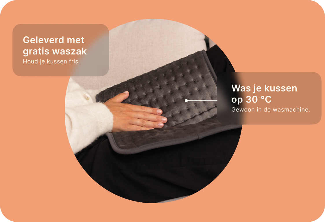 Elektrisch warmtekussen van Seranova op schoot – wasbaar op 30°C en geleverd met gratis waszak