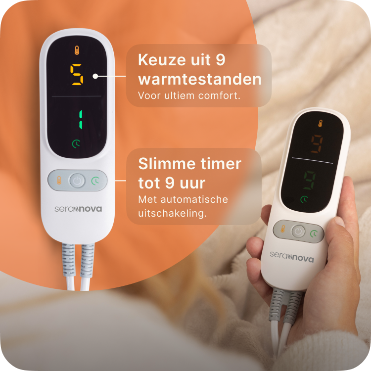 Afstandsbediening Seranova elektrische deken – 9 warmtestanden en timer tot 9 uur met automatische uitschakeling