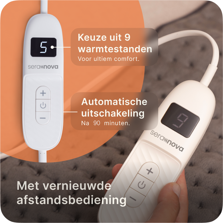 Bediening elektrisch warmtekussen Seranova – digitaal scherm met temperatuurregeling