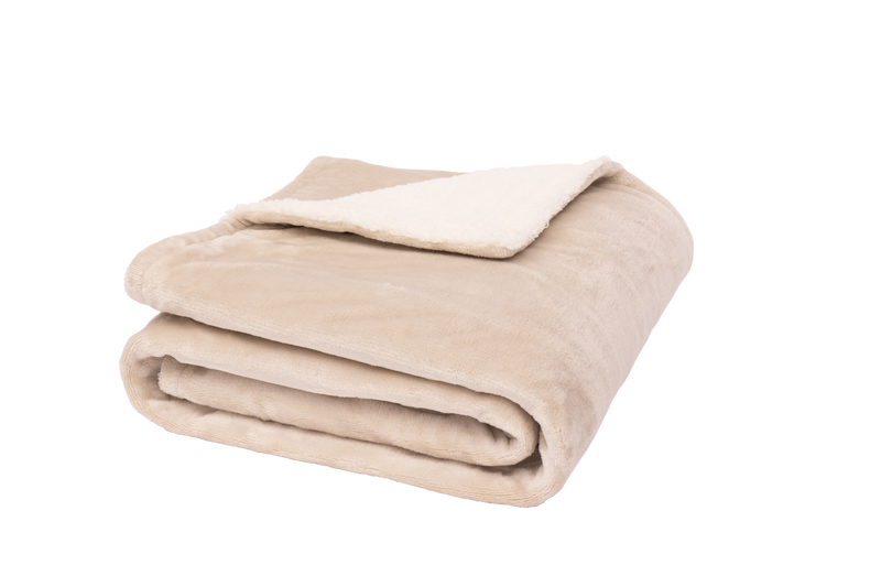 Beige elektrische deken als voorbeeld van Seranova’s collectie warmtedekens.