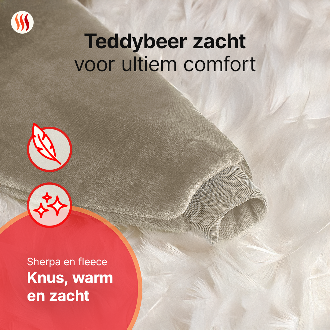 Close-up mouw van Seranova Snuggle Hoodie – teddy fleece materiaal, zacht en comfortabel