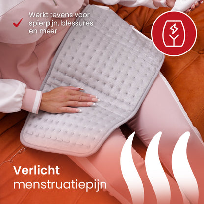 Warmtekussen XXL voor menstruatiepijn - 60x30cm - Lichtgrijs - Seranova